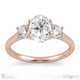 trilogy oval lab grown diamond engagement ring rose gold with 9k rose gold metal and oval shape diamond