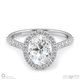 oval lab grown diamond halo cathedral lab grown diamond engagement ring white gold with pavé side diamonds with 18k white gold metal and oval shape diamond