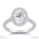 oval lab grown diamond halo cathedral lab grown diamond engagement ring white gold with pavé side diamonds with 18k white gold metal and oval shape diamond