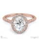 oval natural diamond halo cathedral natural diamond engagement ring rose gold with pavé side natural diamonds with 9k rose gold metal and oval shape diamond