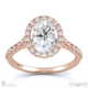 oval natural diamond halo cathedral natural diamond engagement ring rose gold with pavé side natural diamonds with 9k rose gold metal and oval shape diamond