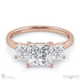 princess cut trilogy lab grown diamond engagement ring rose gold with 18k rose gold metal and princess shape diamond
