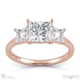 princess cut trilogy lab grown diamond engagement ring rose gold with 18k rose gold metal and princess shape diamond