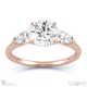 trilogy round pear side stones natural diamond engagement ring rose gold with 9k rose gold metal and round shape diamond