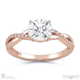 split pavé round twist lab grown diamond engagement ring rose gold with 18k rose gold metal and round shape diamond