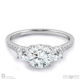 round natural diamond trilogy pavé set engagement ring white gold with 9k white gold metal and round shape diamond