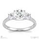 round natural diamond trilogy pavé set engagement ring platinum with platinum metal and round shape diamond