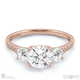 round lab grown diamond trilogy pavé set engagement ring rose gold with 18k rose gold metal and round shape diamond