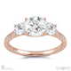 round lab grown diamond trilogy pavé set engagement ring rose gold with 18k rose gold metal and round shape diamond