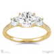round natural diamond trilogy pavé set engagement ring yellow gold with 18k yellow gold metal and round shape diamond