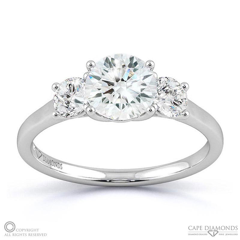 Trilogy Plain Band Lab Grown Diamond Engagement Ring White Gold