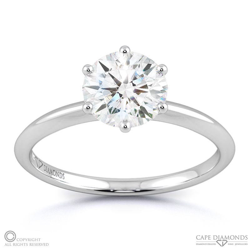 6-Prong Solitaire Round Lab Grown Diamond Setting White Gold