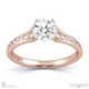 round tension set 4 claw channel pave lab grown diamond engagement ring rose gold with 18k rose gold metal and round shape diamond