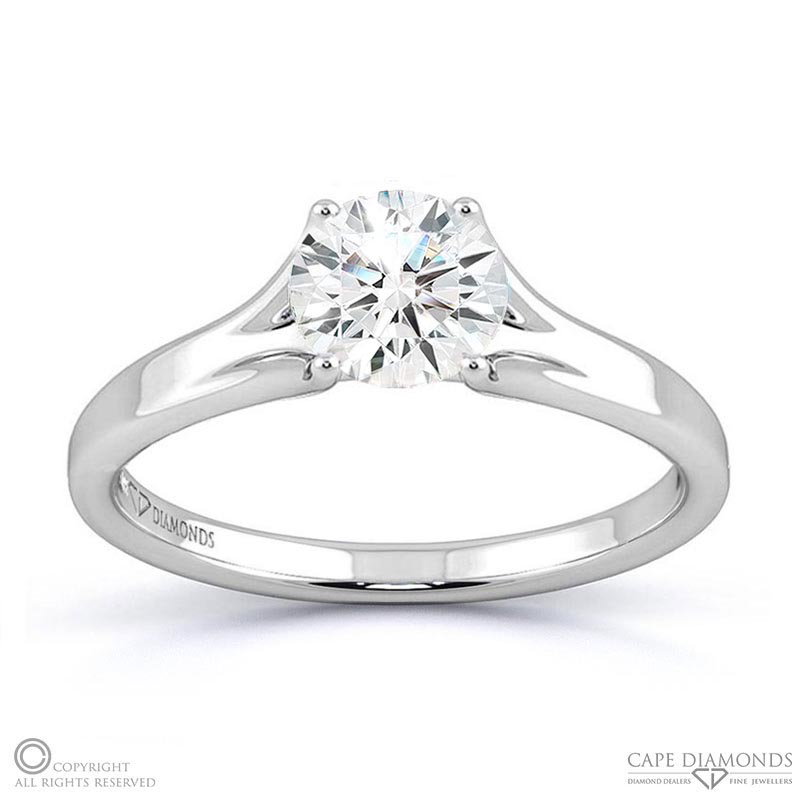 Round 4 Claw Solitaire Lab Grown Diamond Engagement Ring White Gold