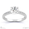 Moissanite Round Solitaire Stone Pave 4-Claw Setting Engagement Ring White Gold
