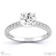round solitaire stone pave 4-claw setting natural diamond engagement ring platinum with platinum metal and round shape diamond