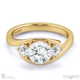 a 3 stone twist lab grown diamond split band engagement ring yellow gold with 18k yellow gold metal and round shape diamond