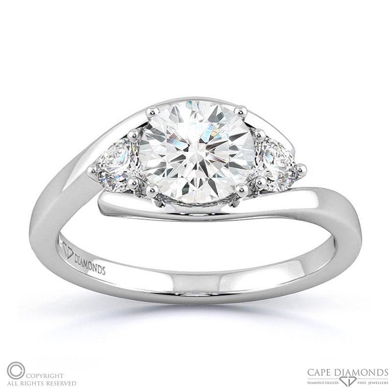 A 3 Stone Twist Lab Grown Diamond Split Band Engagement Ring White Gold