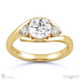 a 3 stone twist lab grown diamond split band engagement ring yellow gold with 18k yellow gold metal and round shape diamond