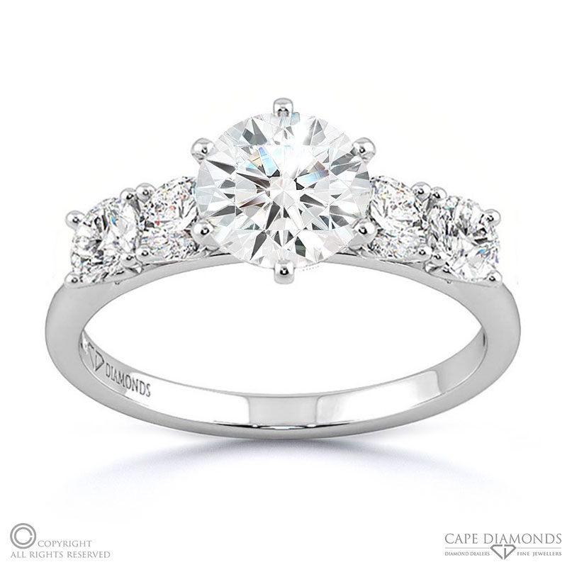 Five Brilliant Lab Grown Diamond Engagement Ring White Gold