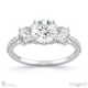 natural diamond micro pavé trilogy engagement ring white gold with 9k white gold metal and round shape diamond
