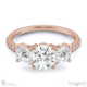 lab grown diamond micro pavé trilogy engagement ring rose gold with 18k rose gold metal and round shape diamond