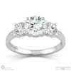 natural diamond pavé trilogy engagement ring white gold with 9k white gold metal and round shape diamond