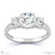 natural diamond pavé trilogy engagement ring white gold with 9k white gold metal and round shape diamond