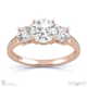 lab grown diamond pavé trilogy engagement ring rose gold with 18k rose gold metal and round shape diamond