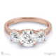 lab grown diamond pavé trilogy engagement ring rose gold with 18k rose gold metal and round shape diamond