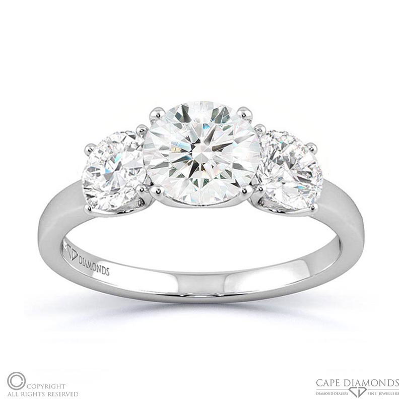 Lab Grown Diamond Trilogy Engagement Ring White Gold