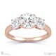 natural diamond trilogy engagement ring rose gold with 9k rose gold metal and round shape diamond