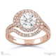 round lab grown diamond ring rose gold with a double twist pavé with 9k rose gold metal and round shape diamond