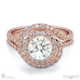 round lab grown diamond ring rose gold with a double twist pavé with 9k rose gold metal and round shape diamond