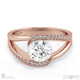 twisted curved split band round pavé natural diamond engagement ring rose gold with 9k rose gold metal and round shape diamond