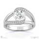 twisted curved split band round pavé natural diamond engagement ring platinum with platinum metal and round shape diamond