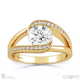twisted curved split band round pavé natural diamond engagement ring yellow gold with 9k yellow gold metal and round shape diamond