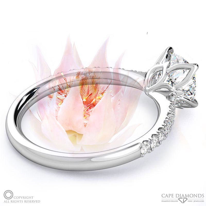 Cushion Blushing Bride Pave Natural Diamond Engagement Ring White Gold