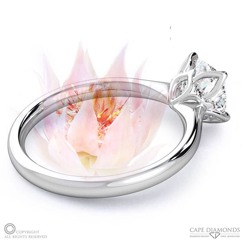 Blushing Bride Cushion Cut Natural Diamond Engagement Ring White Gold