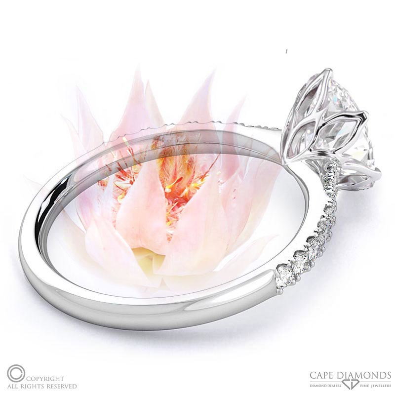 Oval Blushing Bride Lab Grown Diamond Engagement Ring White Gold With Side Stones