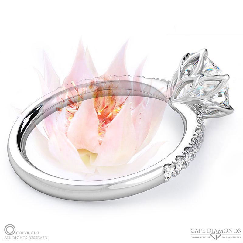 Blushing Bride Pave Round Natural Diamond Engagement Ring White Gold