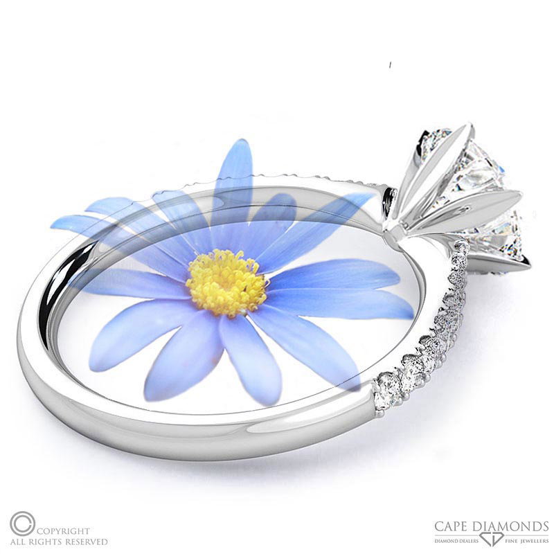 Daisy Pave Natural Diamond Engagement Ring White Gold