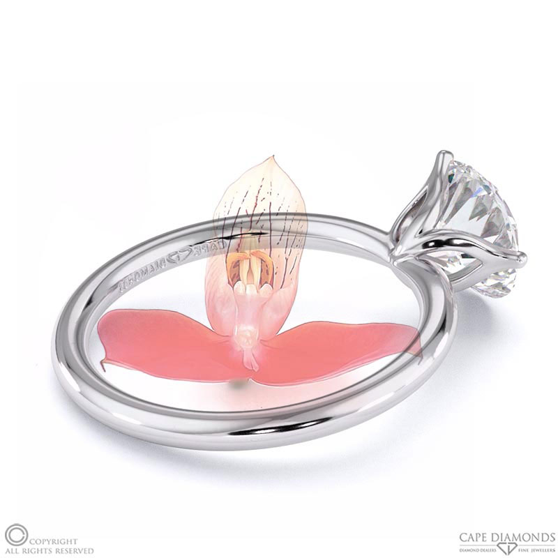 Disa Orchid Floral Natural Diamond Engagement Ring White Gold