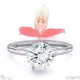 Disa Orchid Floral Natural Diamond Engagement Ring White Gold