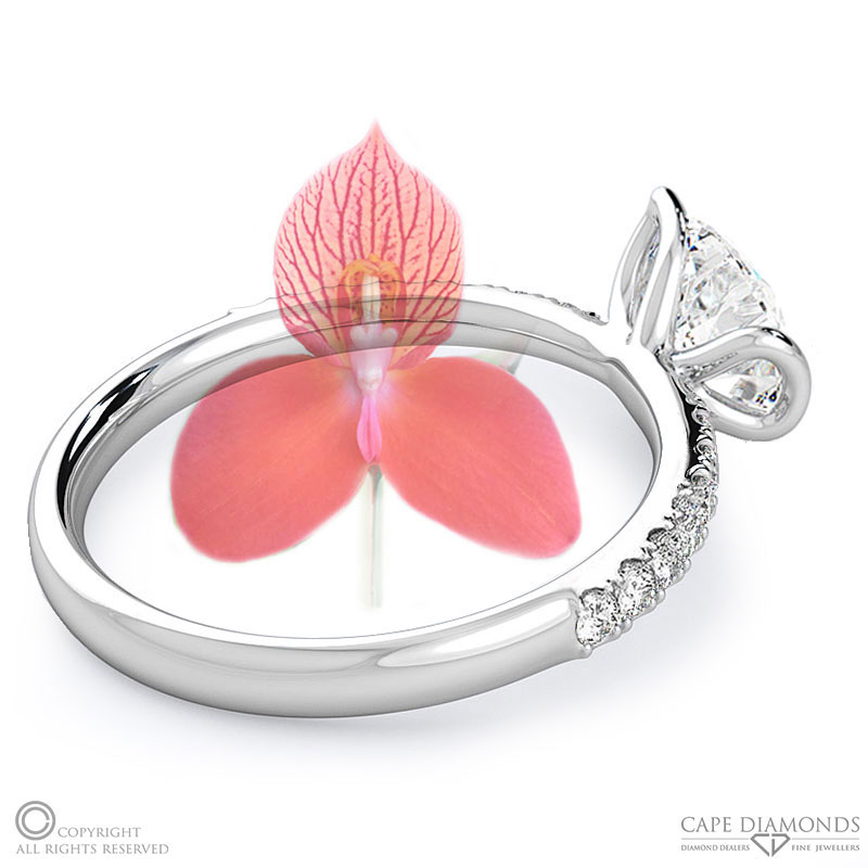 Disa Orchid Floral Pave Natural Diamond Engagement Ring White Gold