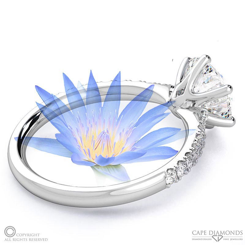 Water Lily Pave Lab Grown Diamond Engagement Ring White Gold