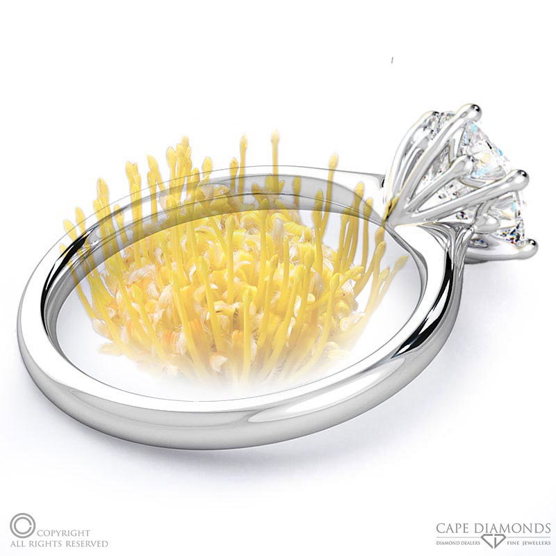 Pincushion Soltaire Lab Grown Diamond Engagement Ring White Gold