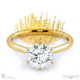 pincushion soltaire lab grown diamond engagement ring yellow gold with 18k yellow gold metal and round shape diamond