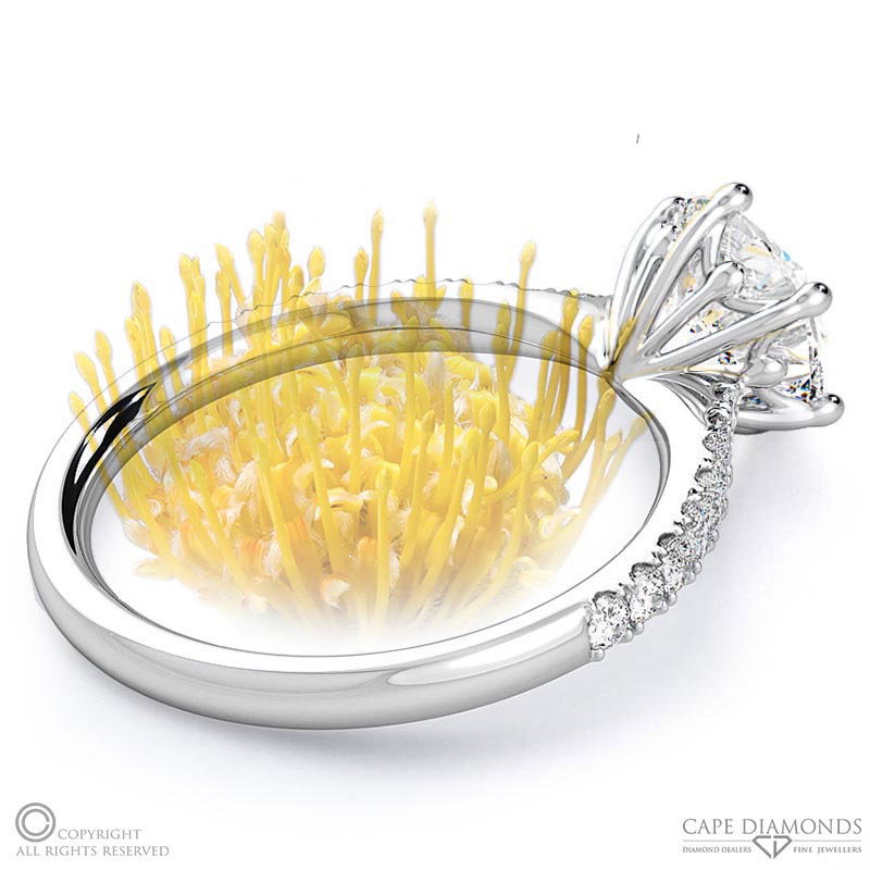 Pincushion Pave Lab Grown Diamond Engagement Ring White Gold