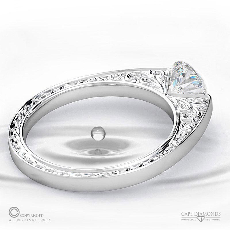 Soul Filigree Natural Diamond Engagement Ring White Gold